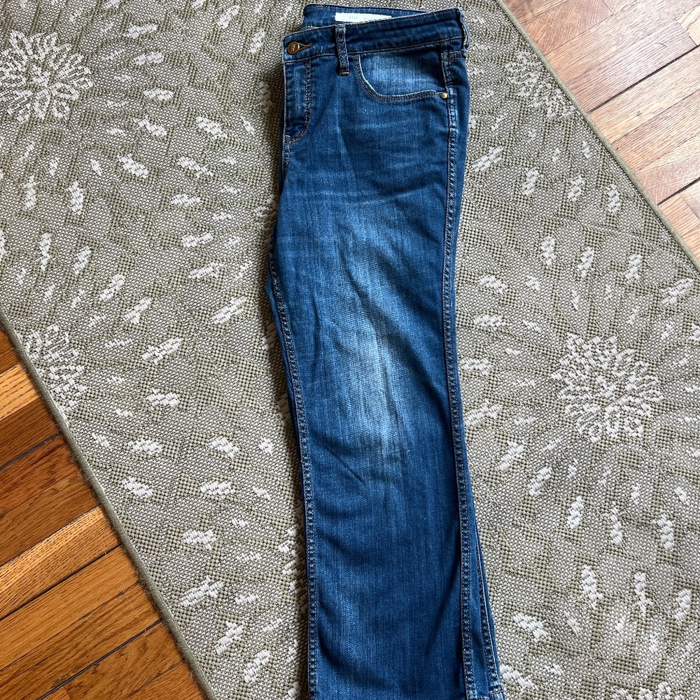 2 Pilcro STET ankle cropped flare jeans dark wash. Size 31. Anthropologie NEW